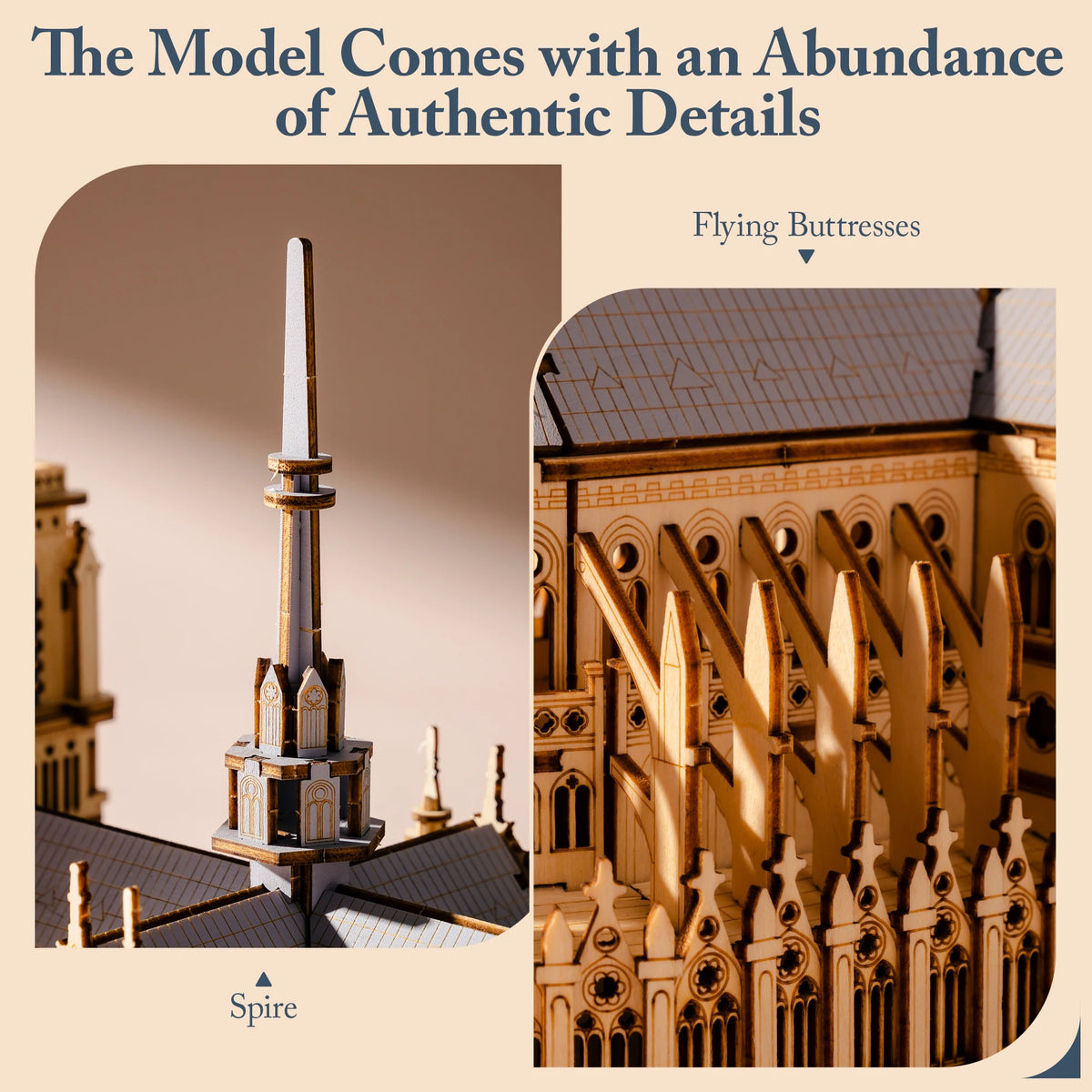 ROKR 3D Wooden Puzzles for Adults, Scale 1: 460 Notre Dame de Paris Building Set, Architecture Wooden Model Kit Creative Gift