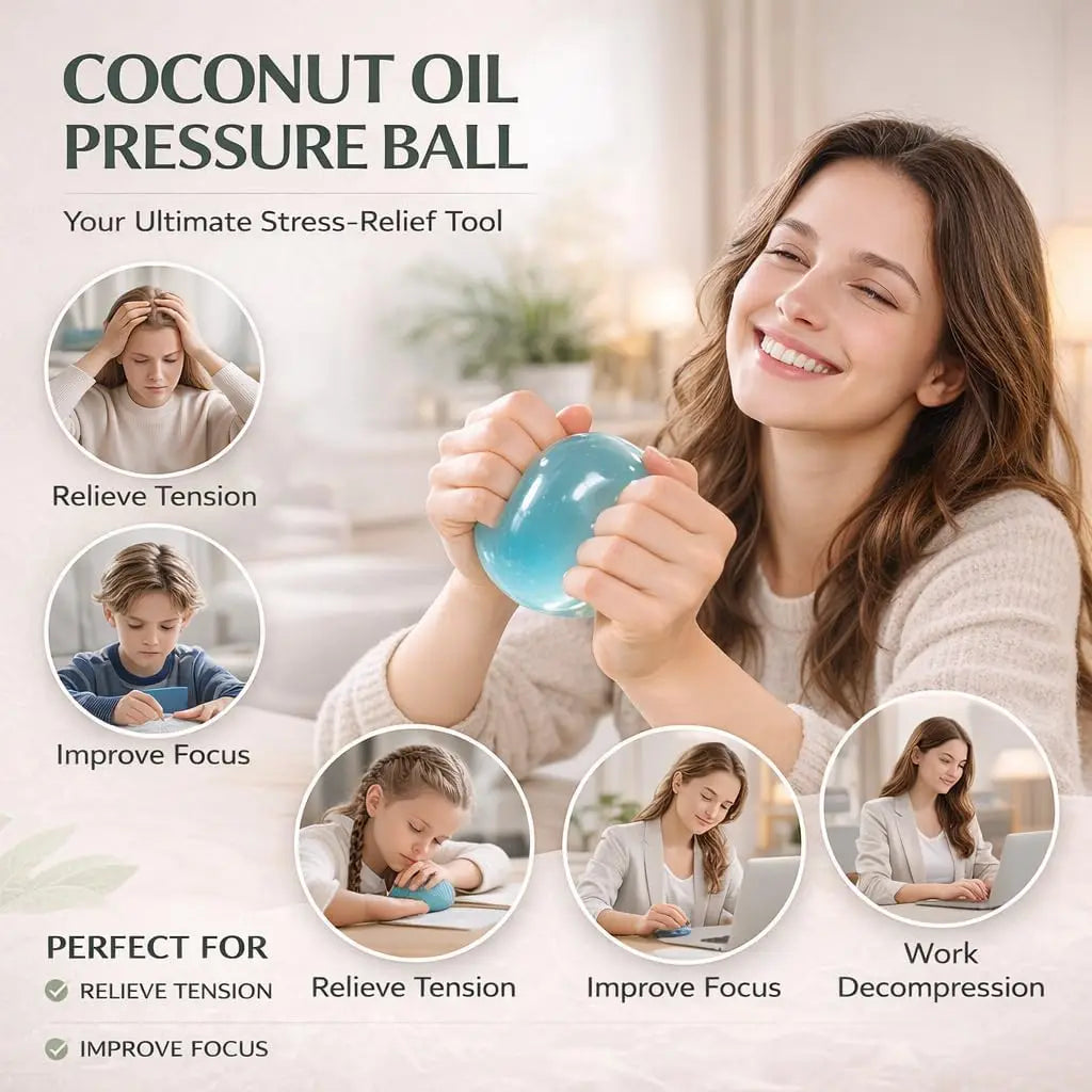 Coconut Oil Squishy, Coconut Oil Stress Ball – Super Soft, Handmade Slow Rising Fidget Squeeze Toy for Stress Relief, Squeeze the Stress Away, Easy to Clean, Portable, Ideal for Office Desk Home Travel,Christmas Gift