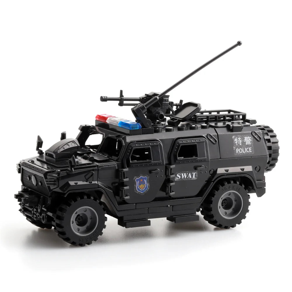 World War Army Military Soldiers Police SWAT Armored Vehicle Model Building Blocks Bricks Children's Toys Gift ﻿