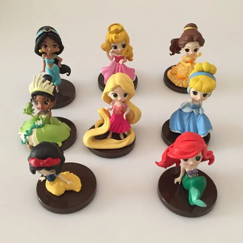 5-8cm kawaii capsule toy set of 8 pieces/group cute Q-version series mini figurine Bell long haired princess mermaid girl gift m