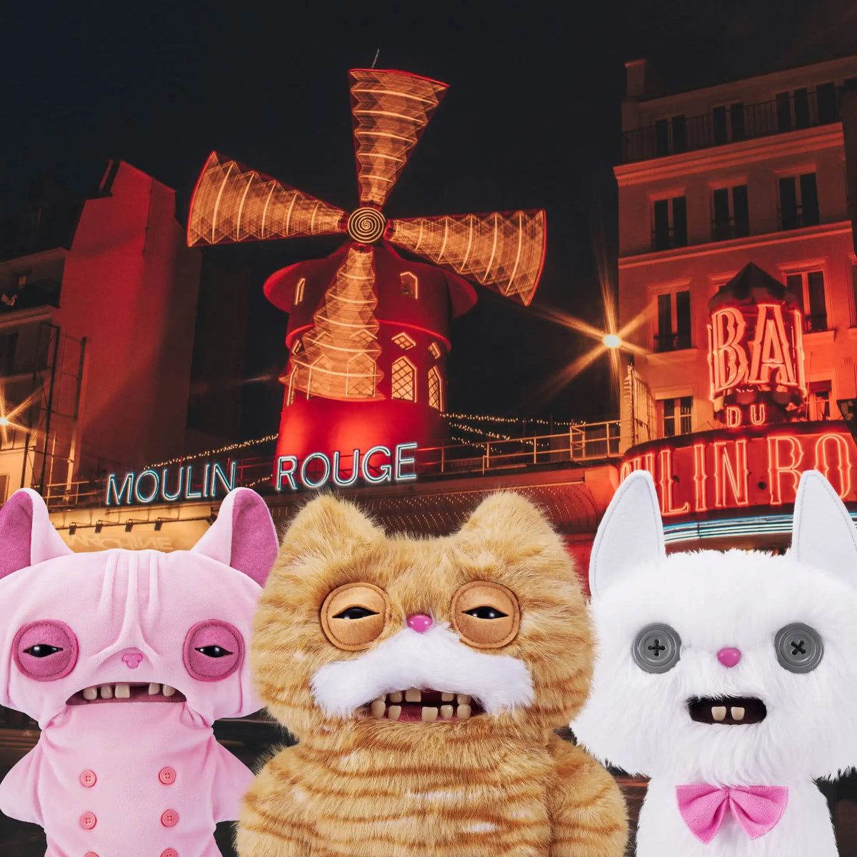 Fuggler Alley Cats Plush Toy Soft Plushies Cute Cartoon Doll Funny Ugly Teeth Monster Stuffed Animal Toy（Wrinkle McStinkles）22CM