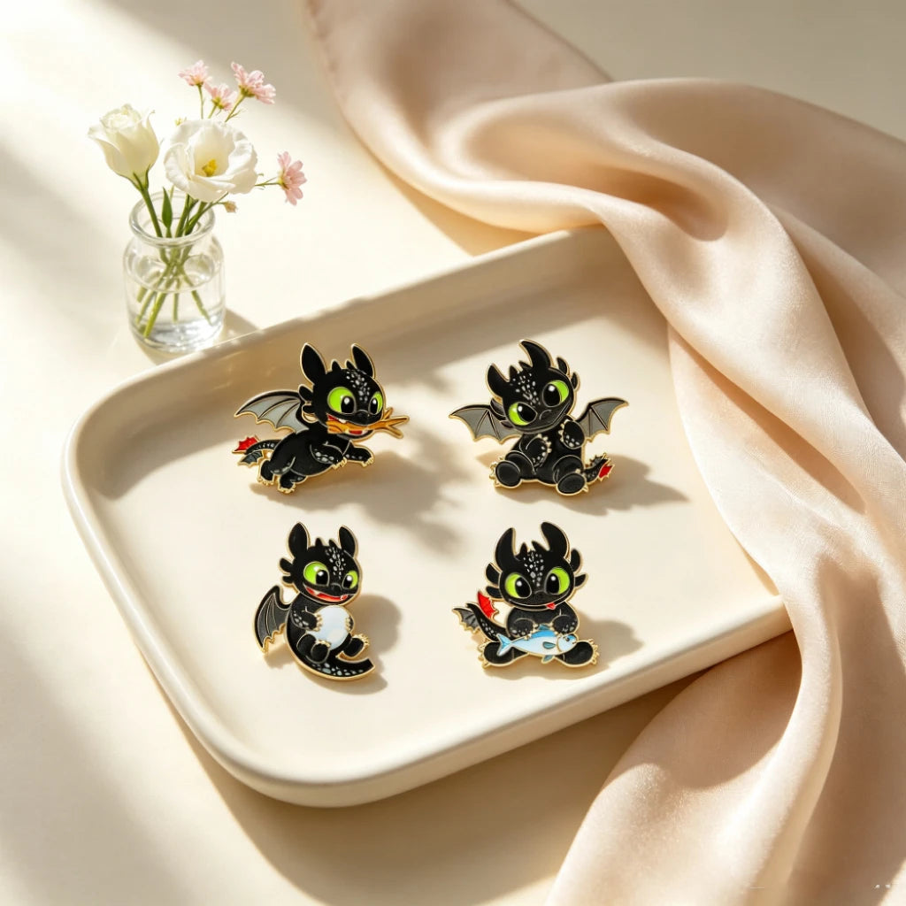 4pcs Cute Cartoon Animal Enamel Pin Movie Brooch Funny Lapel Pin for Backpacks Clothing Gift Jackets Decoration
