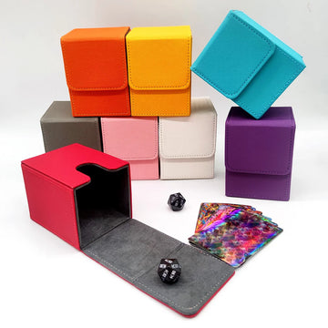 Upgraded PU Leather Trading Card Deck Box - Side-Loading Storage Case for Card Protection, Portable & Versatile