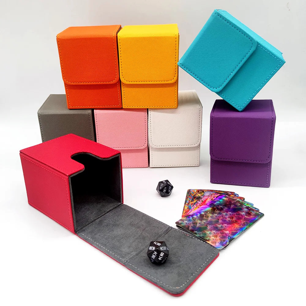 Upgraded PU Leather Trading Card Deck Box - Side-Loading Storage Case for Card Protection, Portable & Versatile