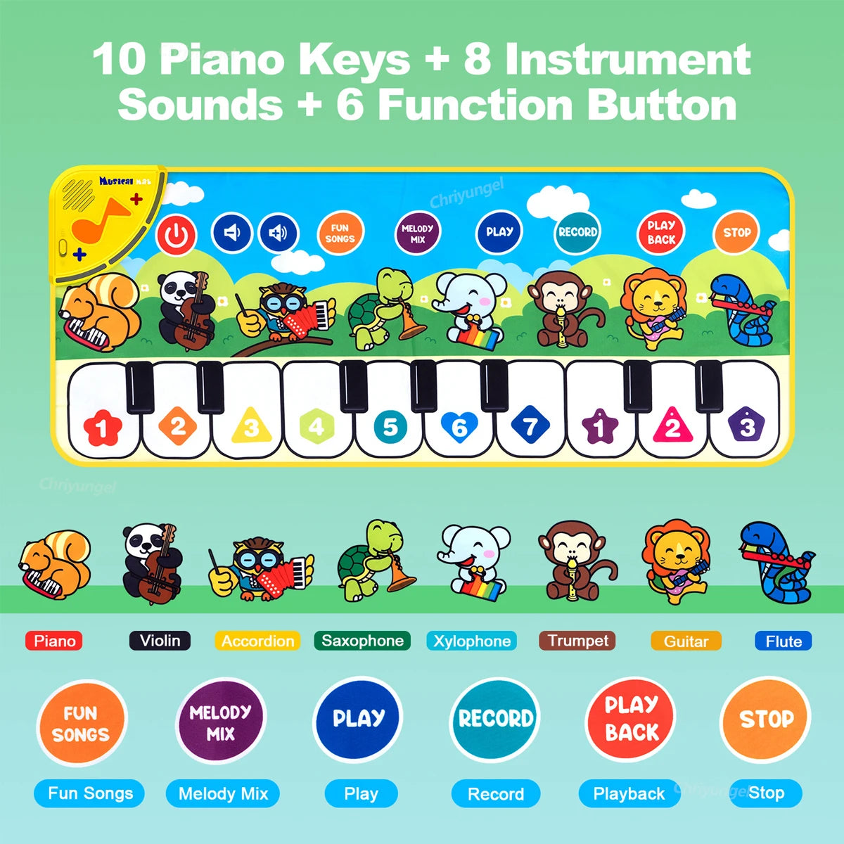 Piano Dance Mat for Kids 80*30cm Music Play Mat with Demo Songs Toddlers Floor Keyboard Musical Carpet Girl Boy Birthday Gifts