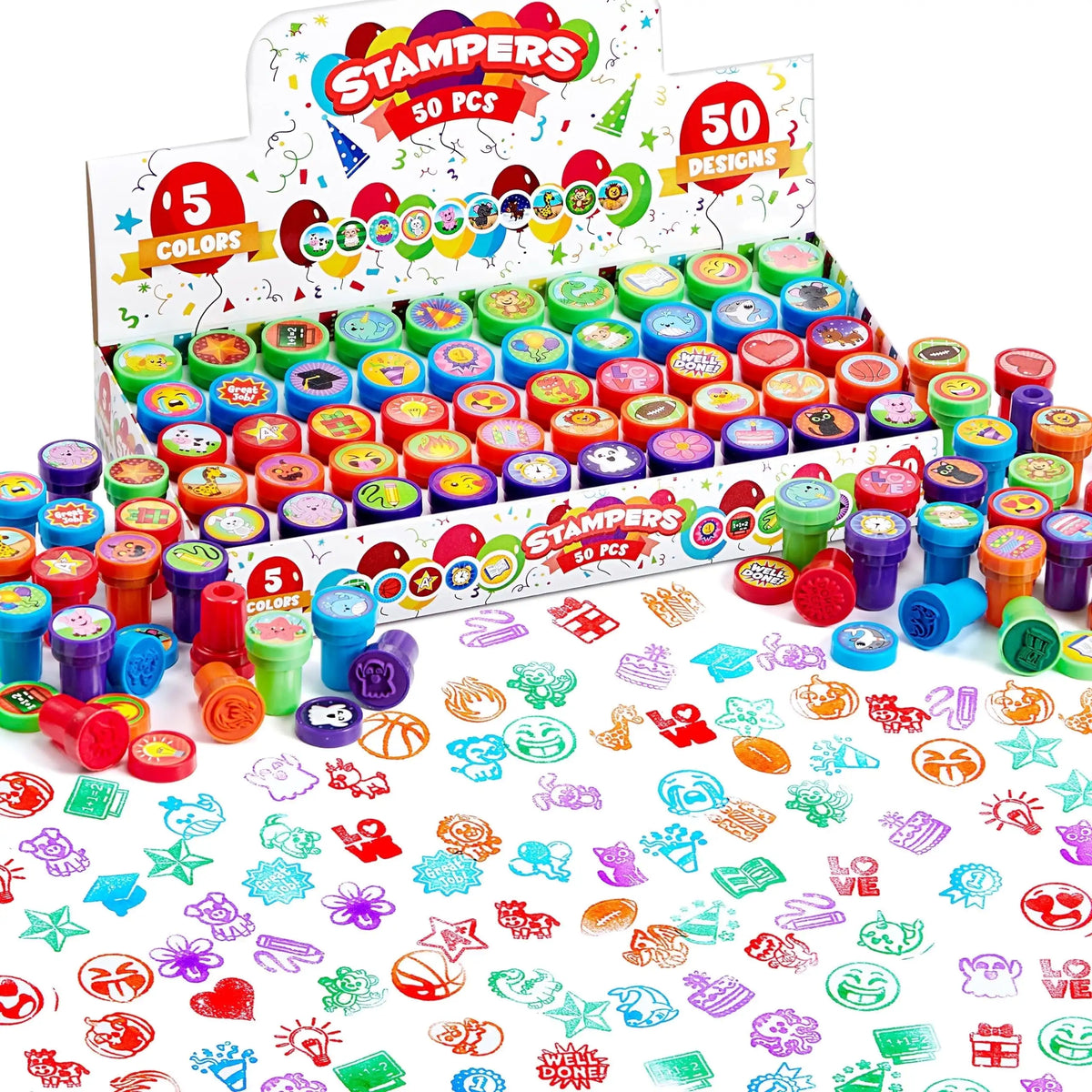 Joyfy 50 Pcs Assorted Stamps Self-Ink Stamps for Kids Birthday Christmas Party Carnival Prizes Halloween Gifts