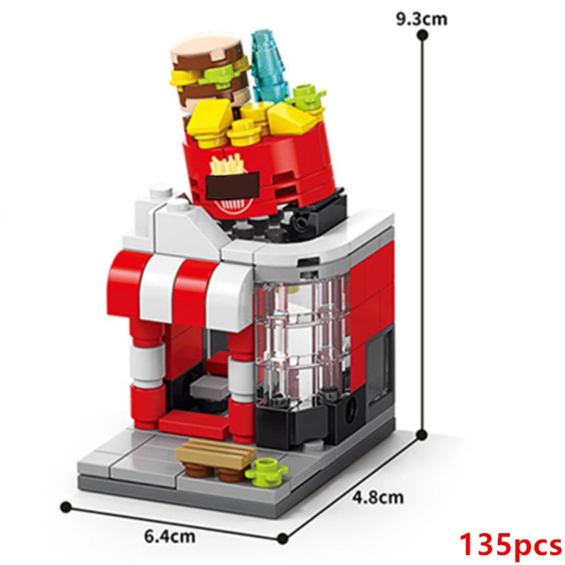 Food Shop Street Series - Mini City Shop House Model Kit, Fun DIY Educational Building Toy Gift for Kids Ages 6-12