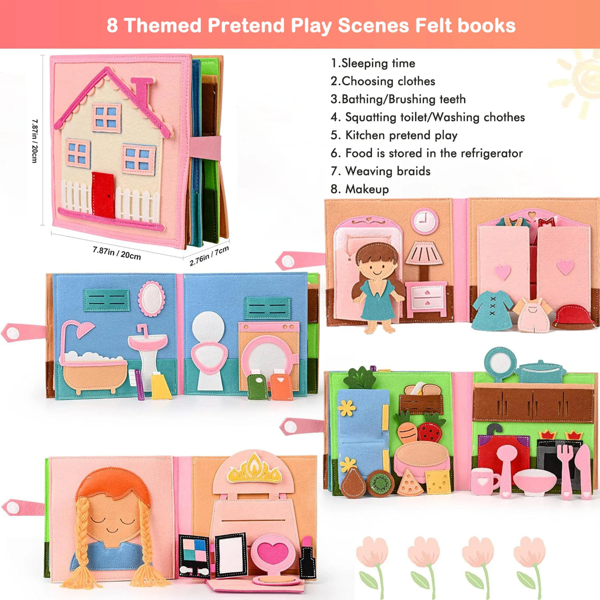 Toddlers Montessori Toy Busy Book 3D Baby Story Cloth Activities Felt Quite Book Board Preschool Learning Education Travel Toys