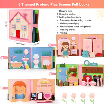 Toddlers Montessori Toy Busy Book 3D Baby Story Cloth Activities Felt Quite Book Board Preschool Learning Education Travel Toys