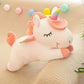 Kawaii Lying Unicorn Plush Toy Stuffed Soft Cute White Pink Horse Appease Doll Pillow for Kids Girls Birthday Gift Room Decor