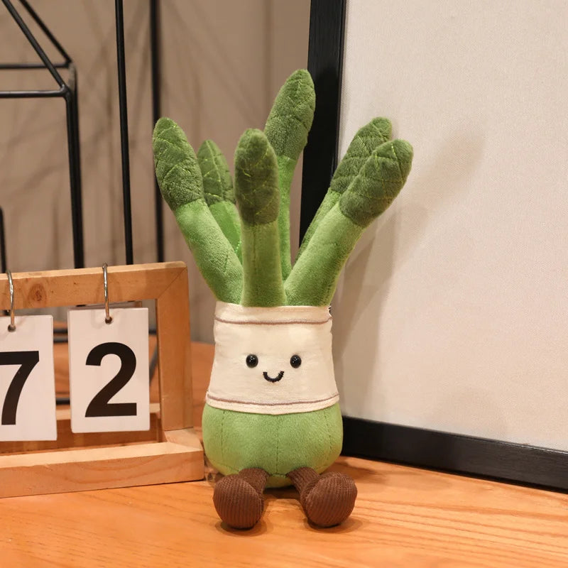 Stuffed Humanoid Vegetable Plush Pillow Smiling Corn Carrot Asparagus Doll with Legs Decor Prop Gift