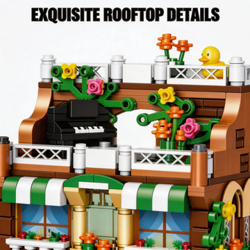 City Street View Coffee Shop Modular Building Blocks, MOC Architecture Bricks Set, DIY Town Life Model Toys for Kids & Adults