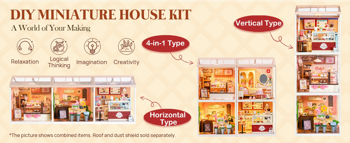 Rolife DIY Miniature House Kit Flavorful Ice Cream Super Creator Dollhouse 3D Puzzle Model Building Kit with LED for Desk Decor