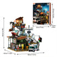 2076PCS Wrecked Plane Pharmacy Building Blocks Set MOC City Street View Bricks Model Desktop Ornament DIY Assembly Toys For Birthday Christmas Gifts