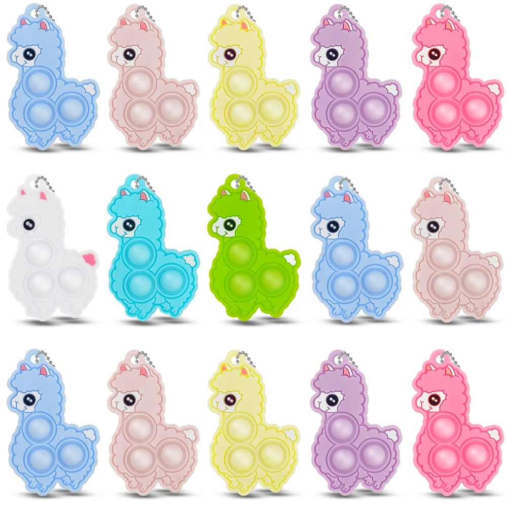 12Pcs Mini Colorful Animal Camel Frog Sheep Pop Fidget Toys Push Bubble Sensory Stress Relief Toy