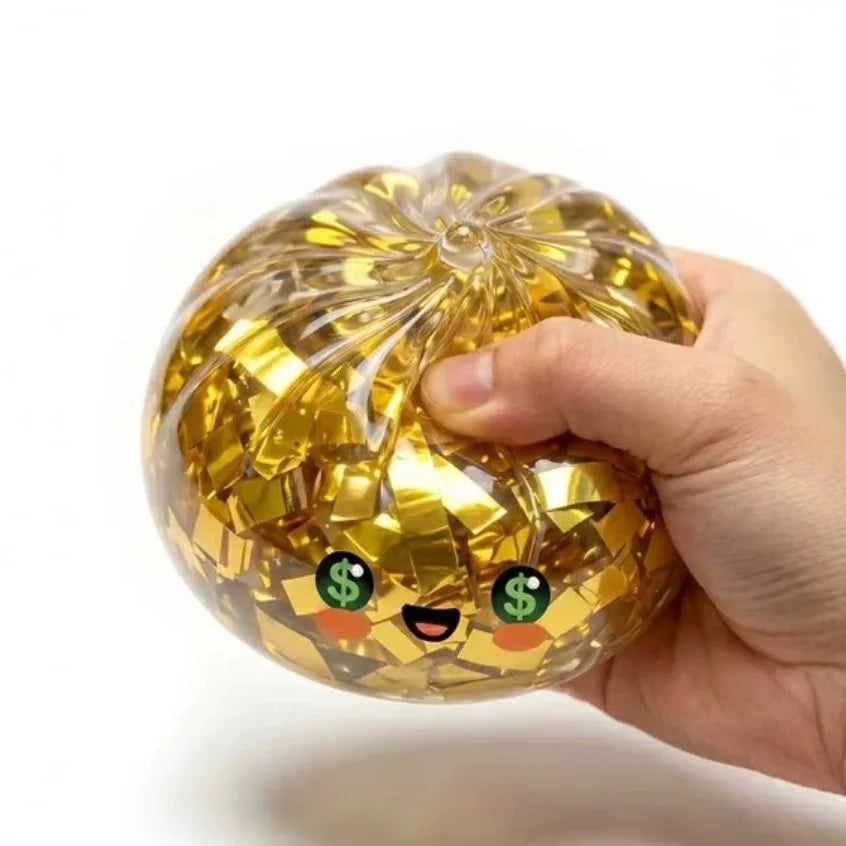 1/2pcs Cute Golden Steamed Bun Squishy Fidget Toy, Sparkly Gold Flakes, Soft  Squeezable Anti-Anxiety Sensory Toy, Stress Relief