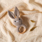 Handmade Crochet Baby Toys, Wooden Easter Bunny Rattle 0-12 Months, Four Color Rabbit Rattle Soft, New Born Baby Teething Toys