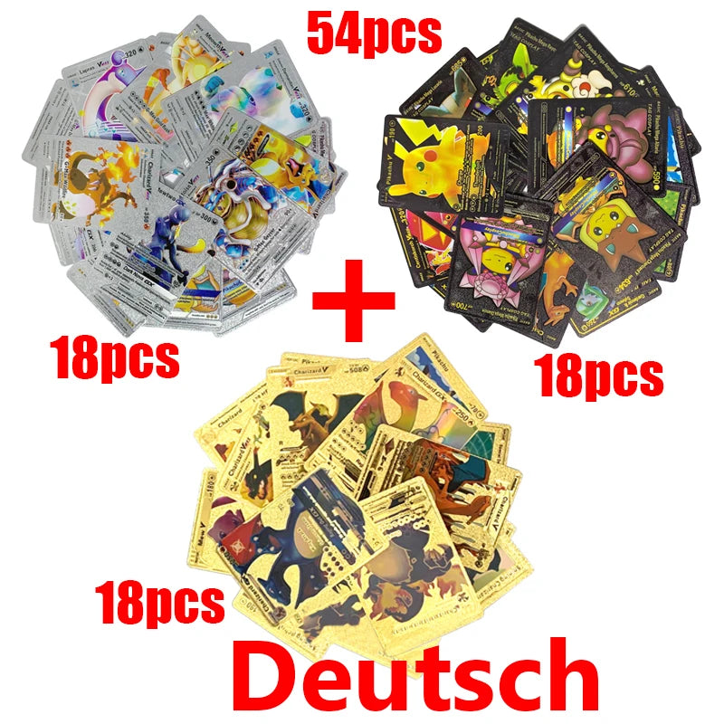 81-15Pcs Pokemon Cards Gold Silver Vmax GX Card Collection Battle Trainer Card Spanish English French Child Toys Christmas Gifts