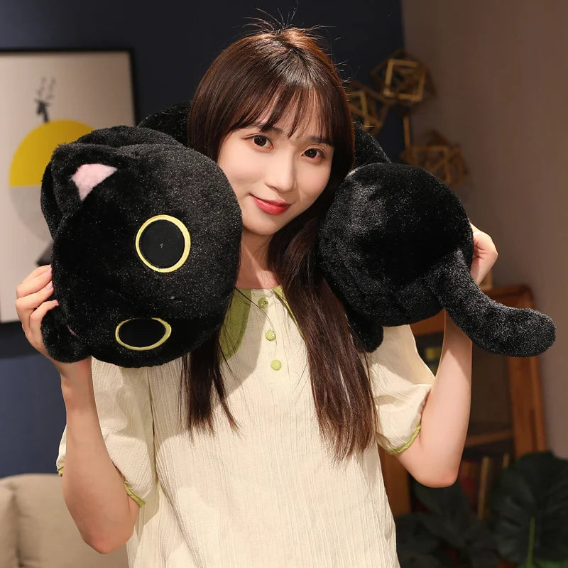 Giant Cute Soft Cat Plush Sleep Long Pillow Cushion Kawaii Black Cat Soft Plush Toys Gift