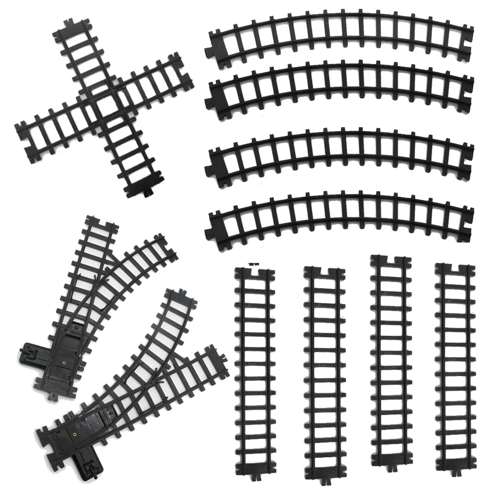 5cm Wide Rail Track Expansion Pack for Railway King Classical City Train Flexible Track Straight Curved Rails Building Block Toy