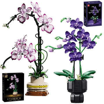 Creative Orchid Cymbidium Eternal Flowers Potted Plant Building Blocks Simulation Phalaenopsis DIY Bricks Toys Valentine's Gift