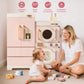 Robud Kids Wooden Pink Play Kitchen All in 1 Corner Set Includes Oven Refrigerator Washer Perfect Birthday Gift for Little Chefs