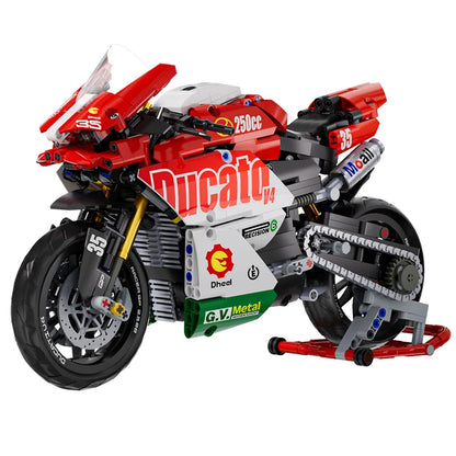 Famous V4 Motorcycle Building Blocks Set,Super Motorbike Model Kit,Technical Racing,STEM Assembled Toys Gifts For Boys And Girls