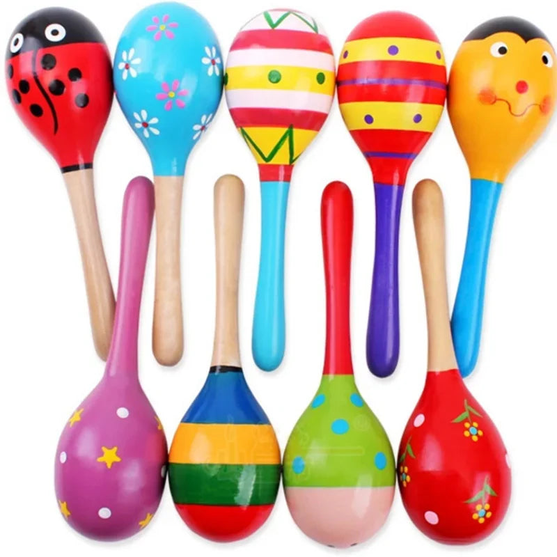 Large KTV Toy Wooden Colorful Musical Instrument Rattle Shaker Sand Hammer Bell Adult Gatherings Toys