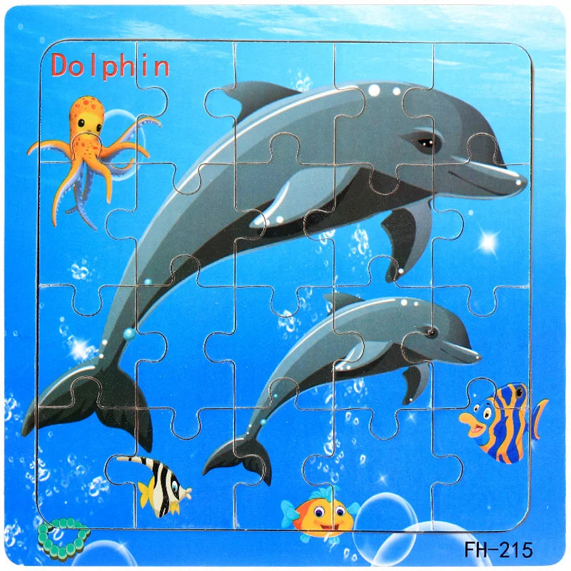 New 20 Piece Wooden 3d Puzzle Cartoon Animal Vehicle Jigsaw Puzzle Montessori Educational Toys For Kids 3-6 Years Old