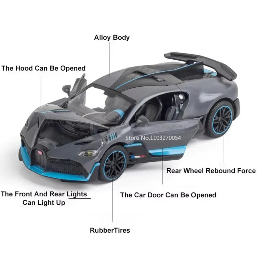 1:32 Tourbillon DIVO Alloy Model Toys Diecast Car Sound Light Pull Back Doors Opened Miniature Vehices for Kids Birthday Present