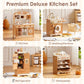 Robud Kids Wooden Play Kitchen All in One Corner Set Includes Oven Refrigerator Washer Perfect Birthday Gift for Little Chefs
