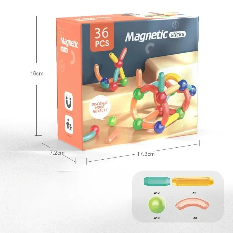 Assembled Magnetic Building Blocks Cube Set Early Education Toys Brain Development Puzzle for Baby  Creative Magnetic Rod Toy