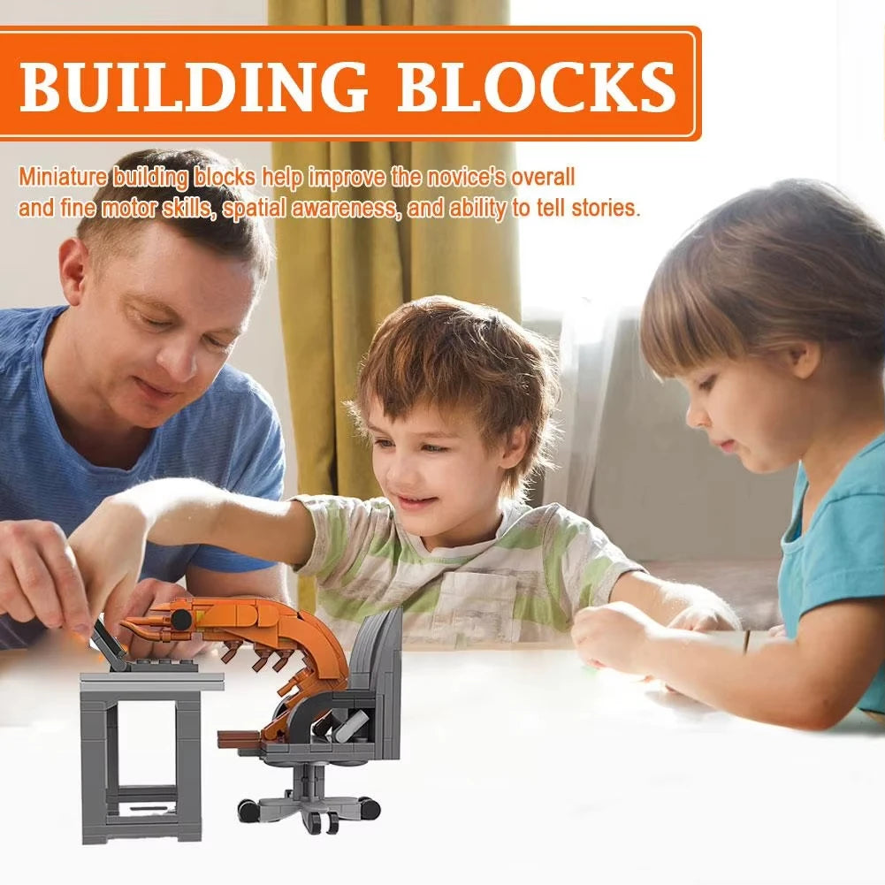 MOC Building Block Shrimp Model Figurines Prank Toy Set Puzzle Assembly Desktop Ornaments