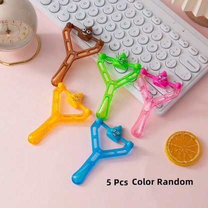 5PCS Funny Shooting Slingshot Prank Fake Poop Poo Game Antistress Children's Day Decompression Toy Kids Birthday Party Gift