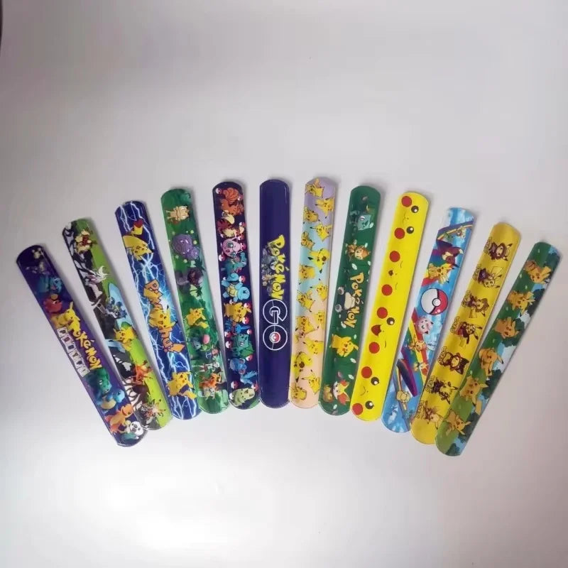 Pokemon Pikachu Wristbands Slap Snap Wrap Bracelet Anime Doll Characters Children Hand Ring Toys for Xmas Gift