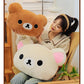 Cute Rilakkuma Big Head Plush Pillow Large Size Soft Stuffed Toy Cushion Bedroom Sofa Decor Unisex Birthday Gift For Adult