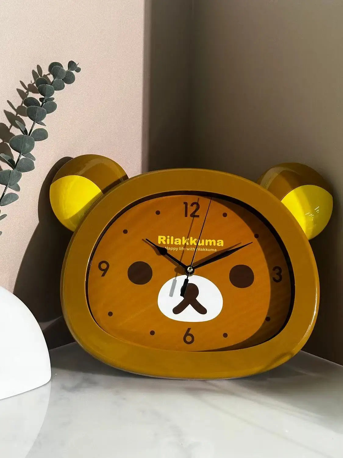 Cute  Anime Rilakkuma Peripheral Wall Clock Alarm Clock  Bedroom Sweeping Second Quartz Clock Cartoon Silent Clock Living Room