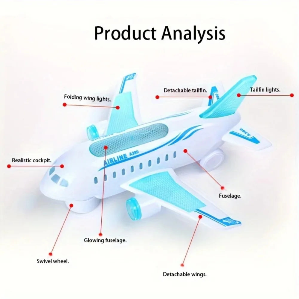 Aeroplane Toy Electric Airplane Toy with Flashing LED Lights & Sounds Bump and Go Musical Birthday Gift for Kids Boys Girls