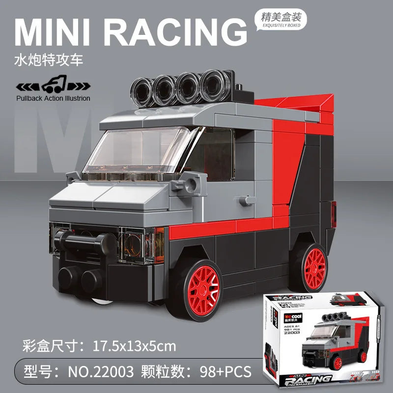 Racing Car Bus Engineering Vehicle Ambulance Pull Back Model Building Blocks Brick Toys Children Boys Birthday Gift Brick