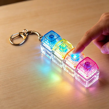 Luminous Keyboard Keychain, Pressable LED Button Fidget Toy,Office Desk Decor, Great Birthday Gift,Squeeze Relief Stress Anytime