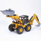 2 Sizes Simulation 2in1 Bulldozer Excavator Vehicle Double Forklift Alloy Toys Diecast Engineering Truck Construction Boys Gifts