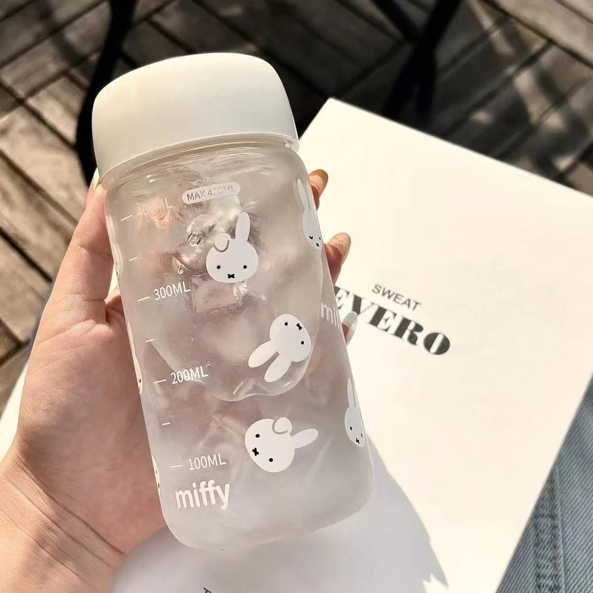420ml Anime Miffy Rabbit Water Bottle Large Capacity Plastic Sports Water Bottle Portable Leak-proof Drinking Bottle Gifts