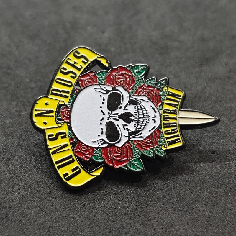 Rock Band Skull Brooch, Halloween Horror Cosplay Costume Accessories, Decorative Accessories, Rose Brooch