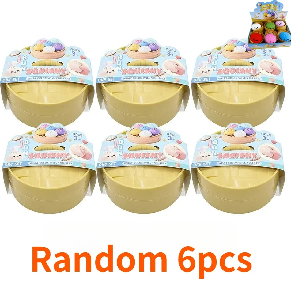 Colorful Dumpling Squishes Stress Balls Cha Siu Bao Slow Rebound Decompression Toys Feel Good Squishy Stress Relief Gifts 10cm