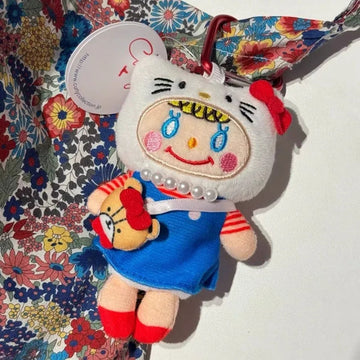 10CM sanrio Kitty fashion curly girl Plush Doll Keyring kawaii cartoon KT Tiny Chum keychain girl Backpack Charm Gift For Girls