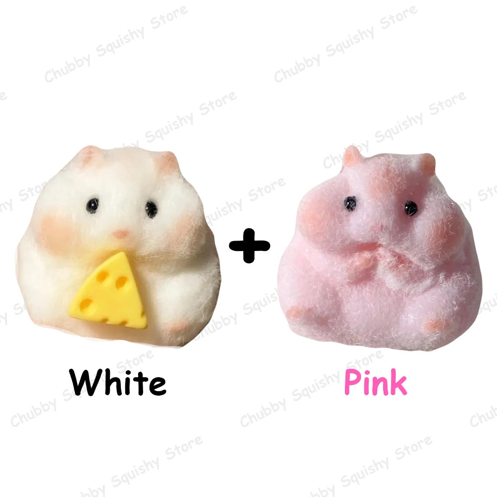 Hamster Taba Squishy Silicone Fuzzy Cute Hamster Animal Squishy Toy Mochi Toy Tabby Anti Stress Release Hand Relax Gift