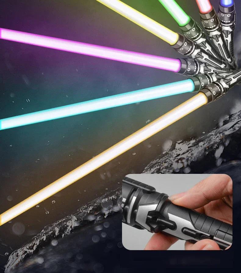 Children Colorful Glowing Sword Toys Laser Sword Lightsaber Red and Blue Double Saber Telescopic Music Cosplay Cool Flashing Toy