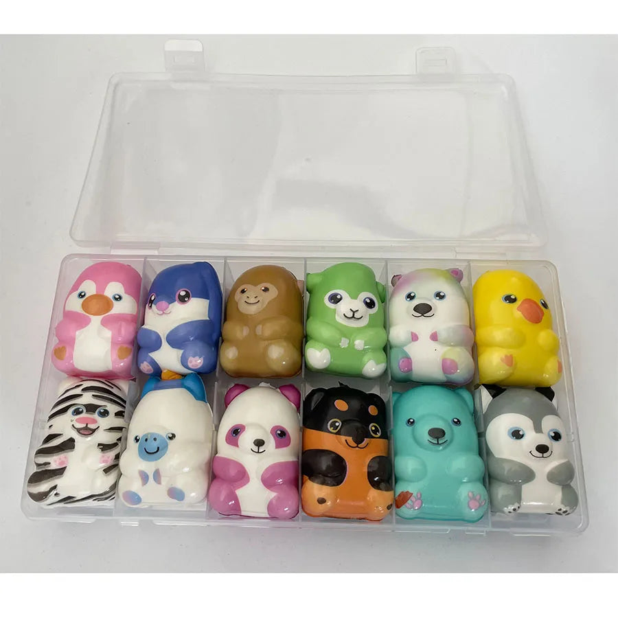 6/12PCS for Kids Adult Mini Kawaii Cute Stress Relief Squeeze Toys Slow Rising Squishies Toys  Carnival Goodie Bag Stuffers
