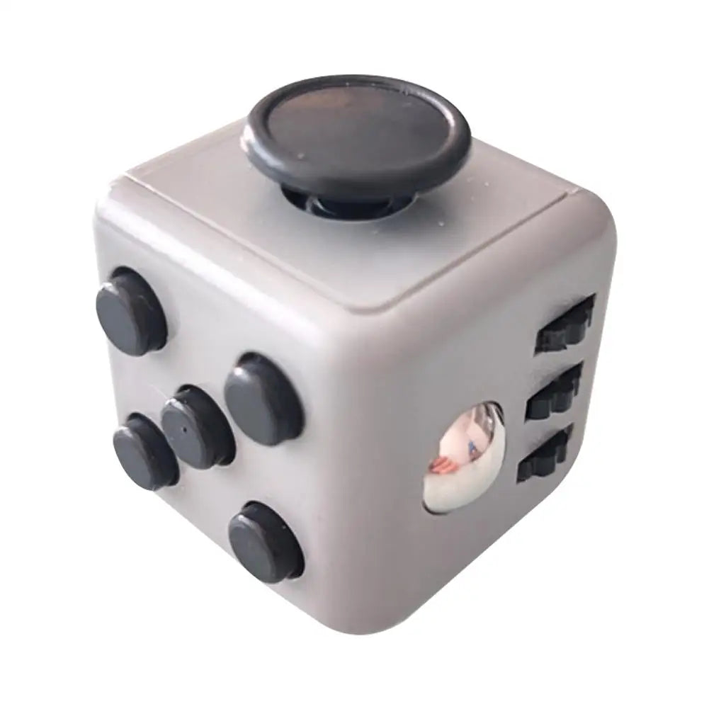 Square Infinity Dice Fidget Toy with Tactile Buttons Multifunctional 6-Side Decompression Cube Clicker Switch Gear Dial Joystick