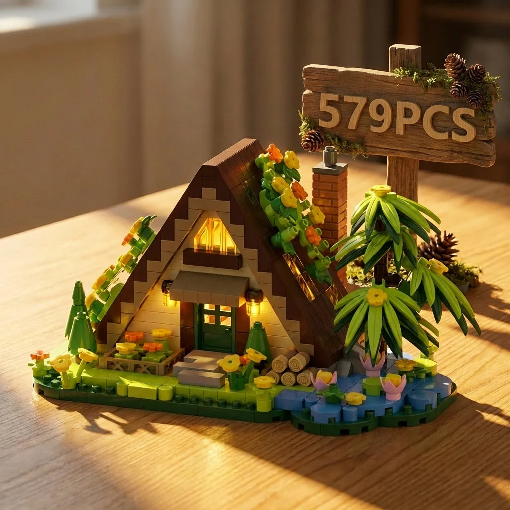479PCS Forest Cabin Mini Building Blocks Set City Street View Greenhouse Windmill Tree House DIY Model  Birthday Gift